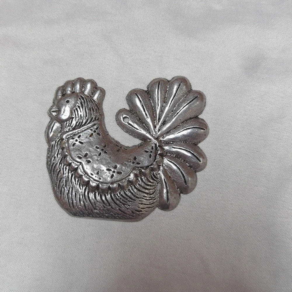 Vintage 1989 Carson Pewter Bird Ornaments Set of 12 Chickens, Ducks Cardinals
